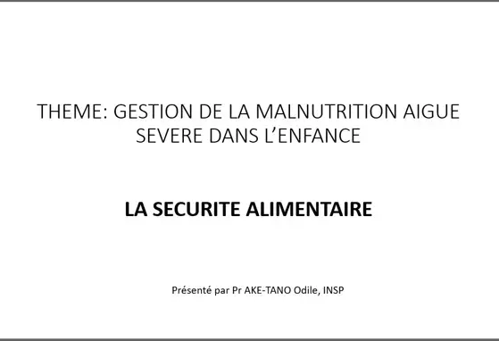 Gestion De la Malnutrition Aigue