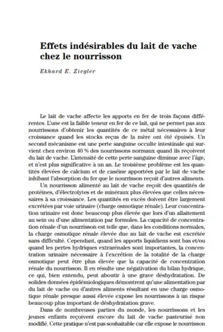 Effets indésirables du lait de vache l'utilisation du lait de vache non modifié à des conséquences néfastes sur la croissance et le developpement du nourrisson
